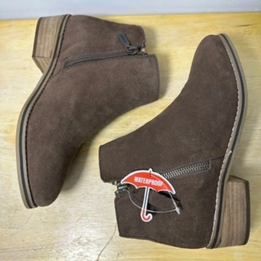 Blondo Womens Liam Brown Waterproof Suede Ankle Boot 6.5W B5859 Capsule Wardrobe